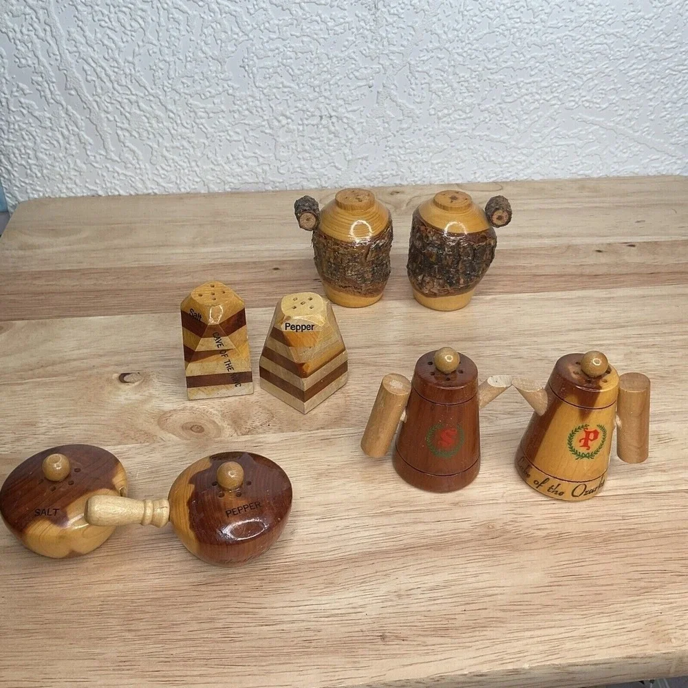 VTG‎ Handmade Lassen Volcanic National Park Lot 8 Salt Pepper Shakers USA Wooden